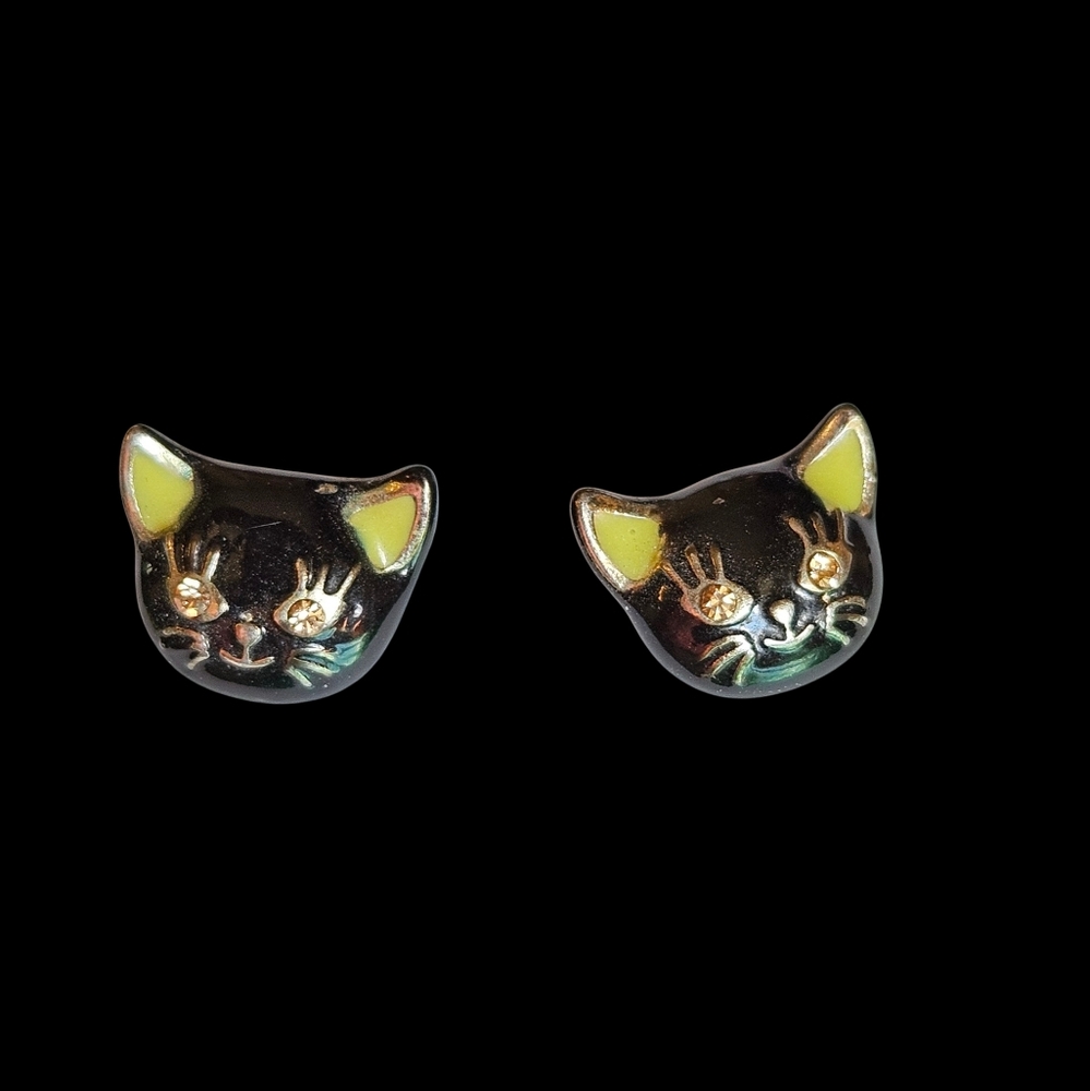 🐈‍⬛Betsey VICKI VICTORIAN Betsey Kitty Cat Post Vintage Earrings NWOT🐈‍
